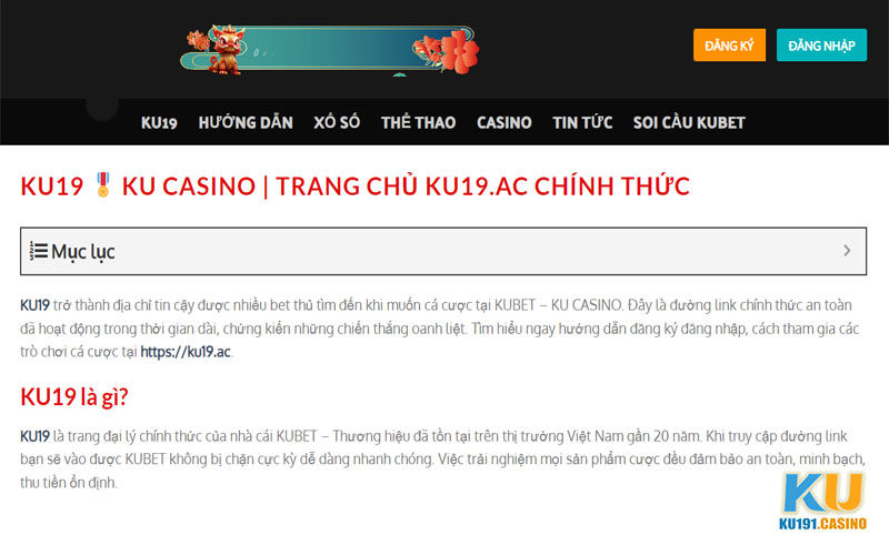 Truy cập Ku191 để vào nhà cái Kubet